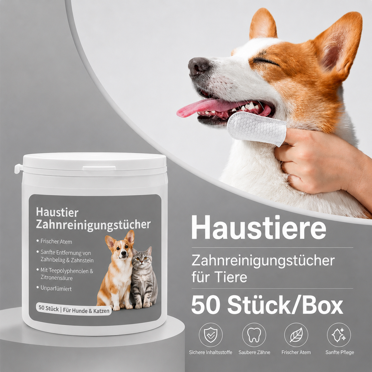 JOLUX Zahnreinigungstücher für Hunde & Katzen – Sanfte Zahnpflege ohne Zahnbürste
